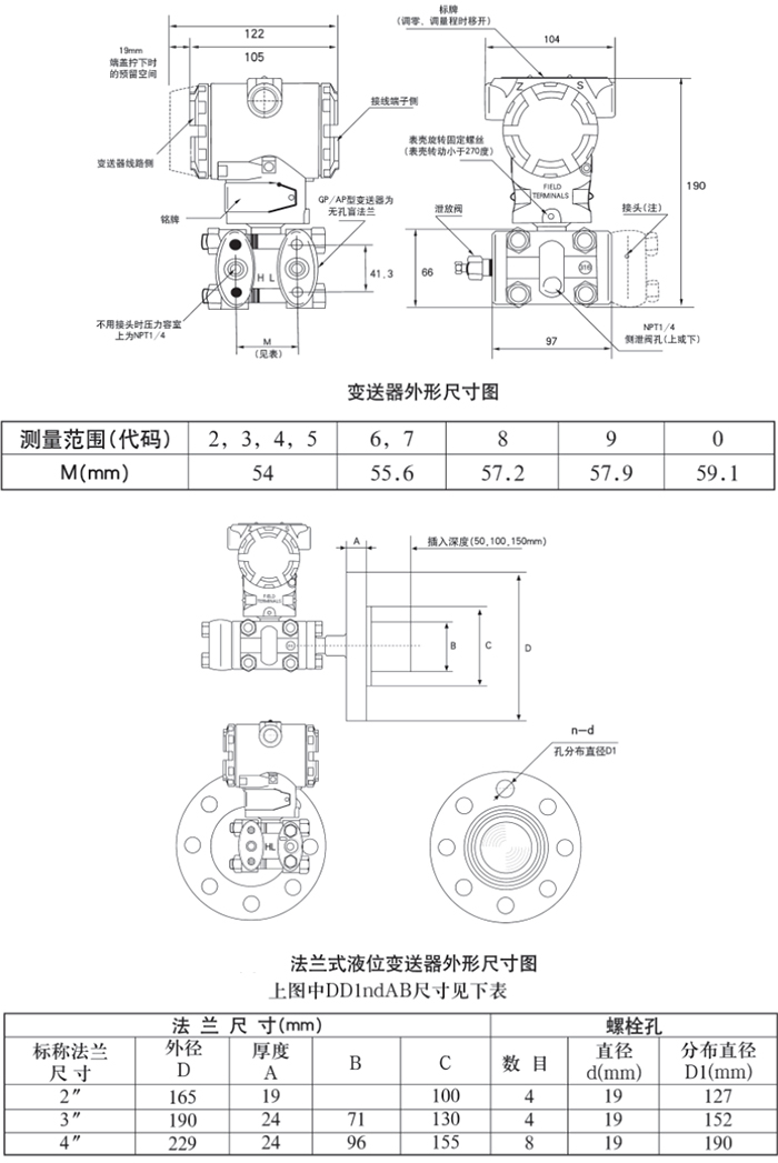 差压压力变送器规格尺寸表